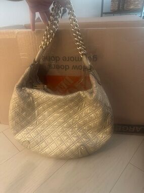 Marc Jacobs Gold Quilted Chain-Handle Hobo Bag